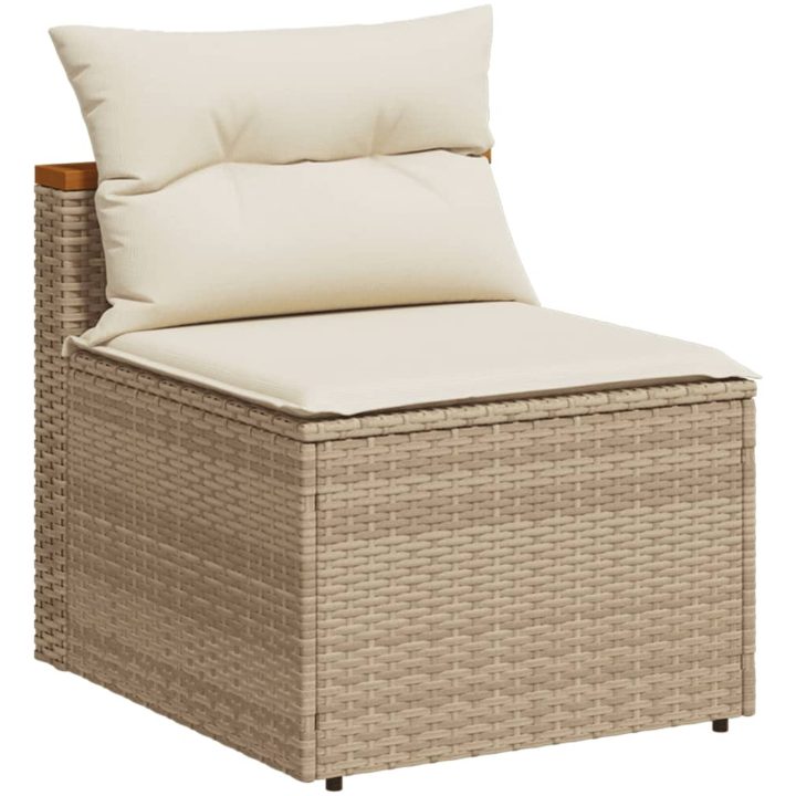 Trädgårdssoffor utan armstöd med dynor 2 st beige konstrotting vidaXL – bild 4