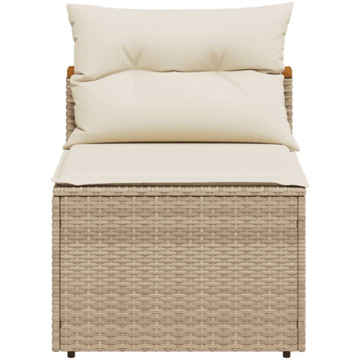 Trädgårdssoffor utan armstöd med dynor 2 st beige konstrotting vidaXL – bild 5