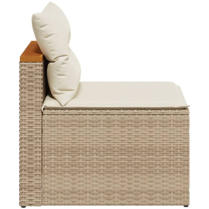 Trädgårdssoffor utan armstöd med dynor 2 st beige konstrotting vidaXL – bild 6