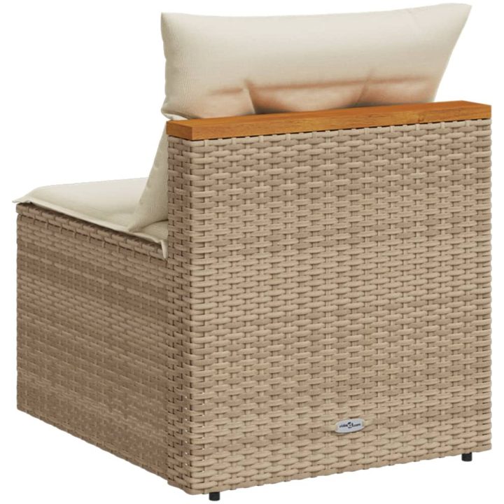 Trädgårdssoffor utan armstöd med dynor 2 st beige konstrotting vidaXL – bild 7