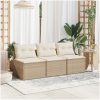Trädgårdssoffor utan armstöd med dynor 2 st beige konstrotting vidaXL – miniatyr 1