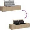 Trädgårdssoffs-set 8 pcs Beige, ljusgrå Poly rattan, polyester vidaXL 55 x 55 x 37 cm – miniatyr 11