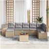 Trädgårdssoffs-set 8 pcs Beige, ljusgrå Poly rattan, polyester vidaXL 55 x 55 x 37 cm – miniatyr 3