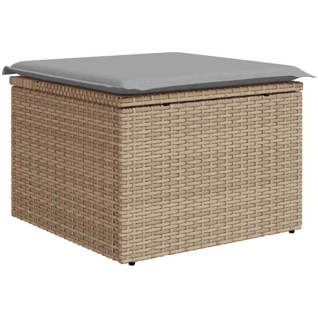 Trädgårdssoffs-set 8 pcs Beige, ljusgrå Poly rattan, polyester vidaXL 55 x 55 x 37 cm – bild 7