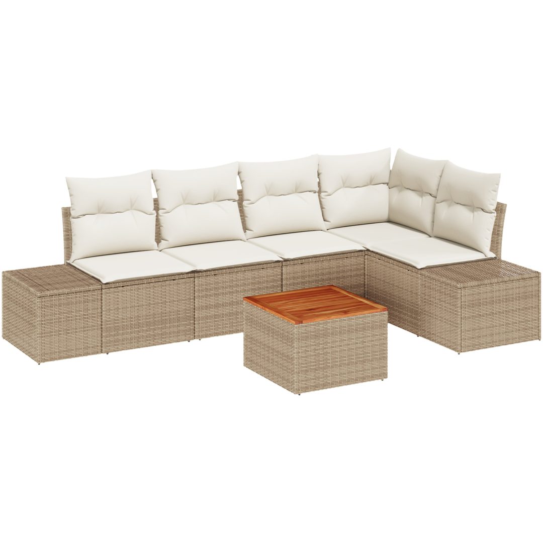 Trädgårdssoffset 6 pcs Beige och vit Vikta, tyg vidaXL 55 x 55 x 37 cm – bild 2