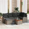 Trädgårdssoffset 7 pcs Grå Rattan, metall vidaXL Medium – miniatyr 1