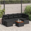 Trädgårdssoffset 7 pcs Svart Rattan, träställning vidaXL Stor – miniatyr 1