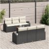 Trädgårdssoffset 7 pcs Svart, vit Poly Rattan, polyester vidaXL Stor – miniatyr 3