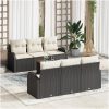 Trädgårdssoffset 7 pcs Svart, vit Poly Rattan, polyester vidaXL Stor – miniatyr 1