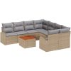 Trädgårdssoffset 9 pcs Beige, ljusgrå Rattan och polyester vidaXL Stor – miniatyr 2