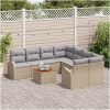 Trädgårdssoffset 9 pcs Beige, ljusgrå Rattan och polyester vidaXL Stor – miniatyr 3