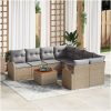 Trädgårdssoffset 9 pcs Beige, ljusgrå Rattan och polyester vidaXL Stor – miniatyr 1