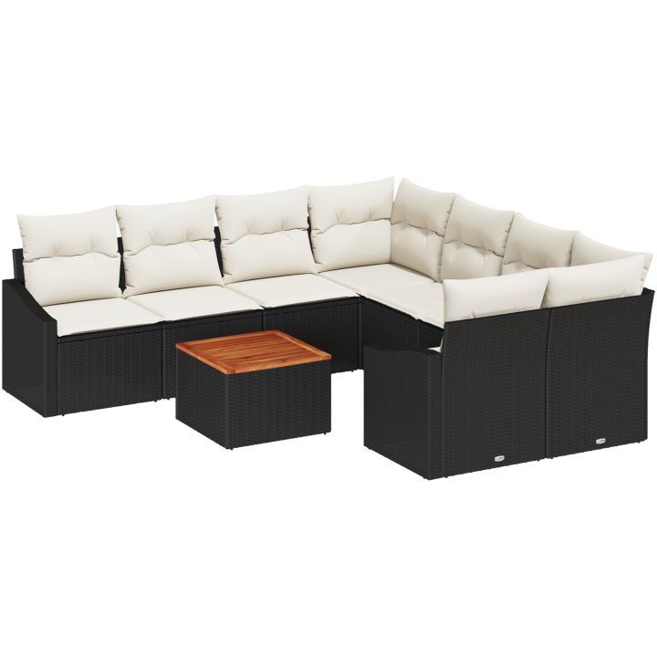 Trädgårdssoffset 9 pcs Svart, vit vidaXL 55 x 55 x 37 cm – bild 2