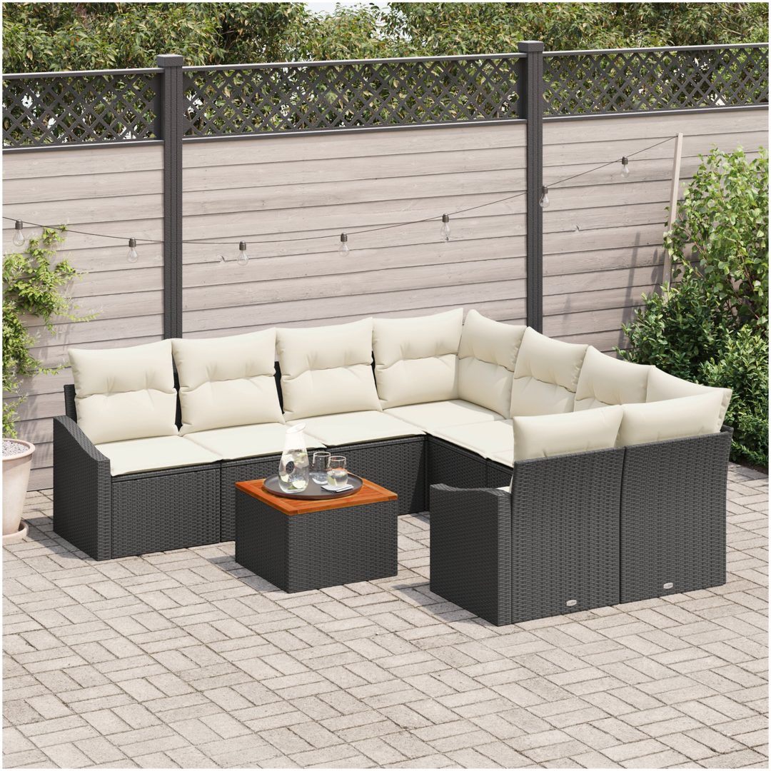 Trädgårdssoffset 9 pcs Svart, vit vidaXL 55 x 55 x 37 cm – bild 3