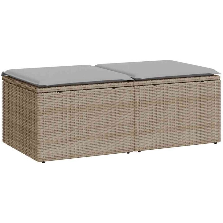 Trädgårdssoffset med dynor 2 delar beige konstrotting akaciaträ vidaXL – bild 2
