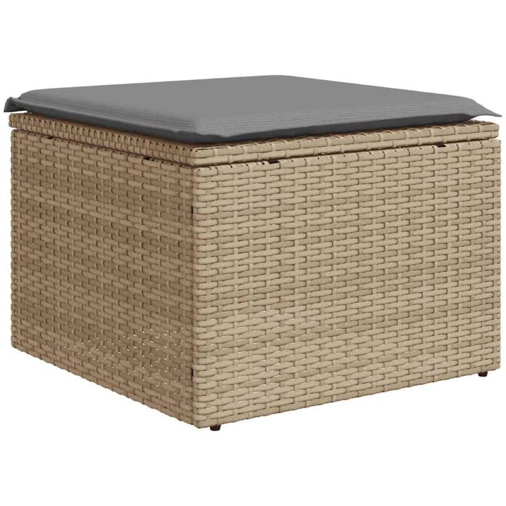 Trädgårdssoffset med dynor 2 delar beige konstrotting akaciaträ vidaXL – bild 4