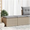 Trädgårdssoffset med dynor 2 delar beige konstrotting akaciaträ vidaXL – miniatyr 1
