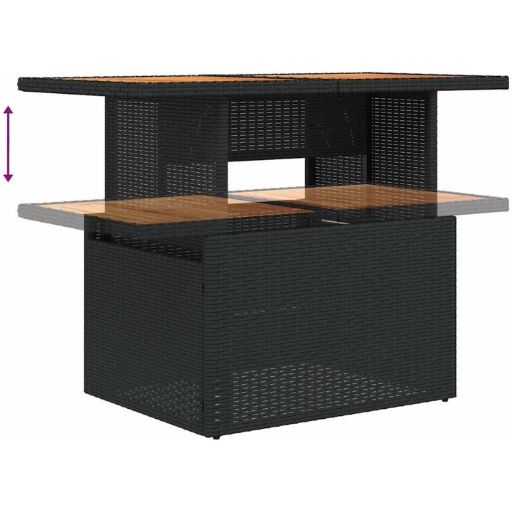 Trädgårdssoffset med dynor 5 delar svart konstrotting akacia vidaXL – bild 12