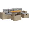 Trädgårdssoffset med dynor 6 delar beige konstrotting akacia vidaXL – miniatyr 2