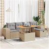 Trädgårdssoffset med dynor 6 delar beige konstrotting akacia vidaXL – miniatyr 1