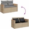 Trädgårdssoffset med dynor 6 delar beige konstrotting akaciaträ vidaXL – miniatyr 7