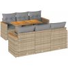 Trädgårdssoffset med dynor 7 delar beige konstrotting akaciaträ vidaXL – miniatyr 2