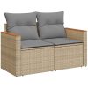 Trädgårdssoffset med dynor 7 delar beige konstrotting akaciaträ vidaXL – miniatyr 4