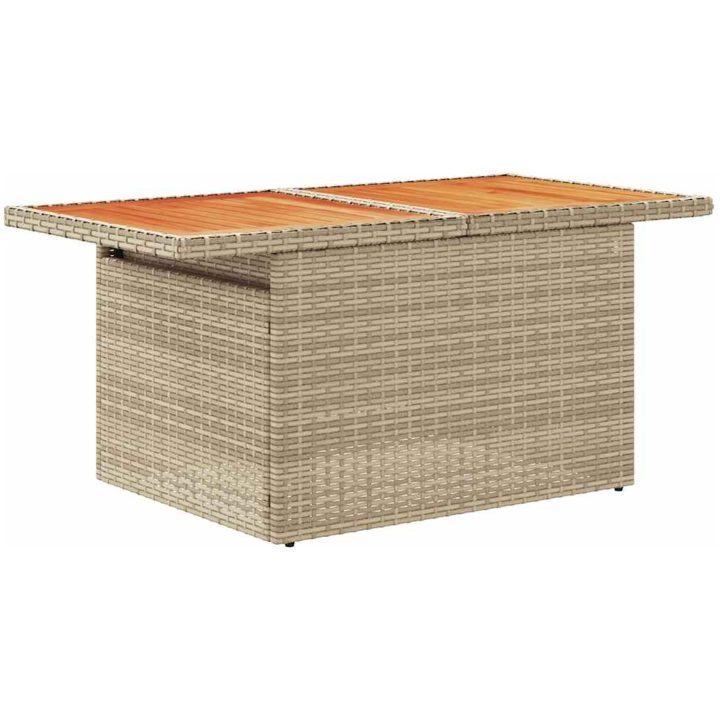 Trädgårdssoffset med dynor 7 delar beige konstrotting akaciaträ vidaXL – bild 5