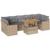 Trädgårdssoffset med dynor 8 delar beige konstrotting akaciaträ vidaXL – miniatyr 2