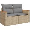 Trädgårdssoffset med dynor 8 delar beige konstrotting akaciaträ vidaXL – miniatyr 3