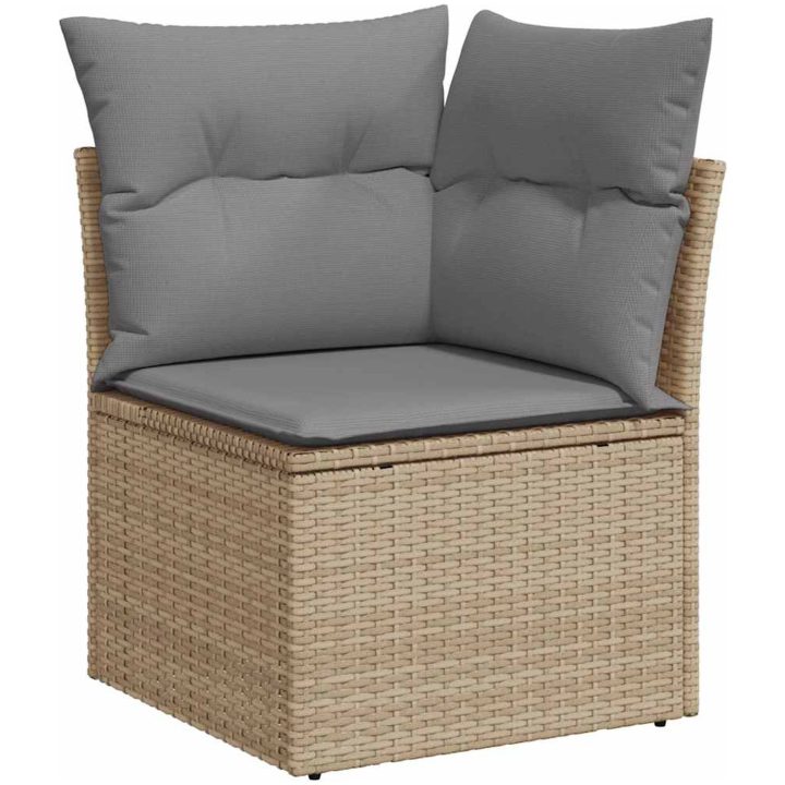 Trädgårdssoffset med dynor 8 delar beige konstrotting akaciaträ vidaXL – bild 4