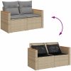 Trädgårdssoffset med dynor 8 delar beige konstrotting akaciaträ vidaXL – miniatyr 7