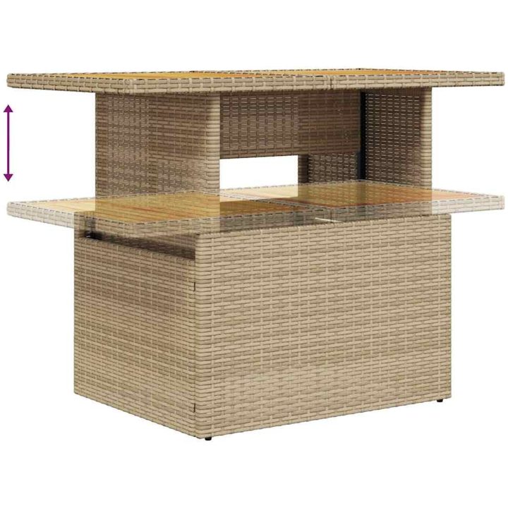 Trädgårdssoffset med dynor 8 delar beige konstrotting akaciaträ vidaXL – bild 10