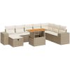 Trädgårdssoffset med dynor 9 delar beige konstrotting akacia vidaXL – miniatyr 2