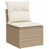 Trädgårdssoffset med dynor 9 delar beige konstrotting akacia vidaXL – miniatyr 3