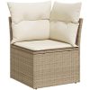 Trädgårdssoffset med dynor 9 delar beige konstrotting akacia vidaXL – miniatyr 4