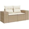 Trädgårdssoffset med dynor 9 delar beige konstrotting akacia vidaXL – miniatyr 5