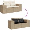 Trädgårdssoffset med dynor 9 delar beige konstrotting akacia vidaXL – miniatyr 10