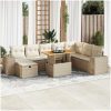 Trädgårdssoffset med dynor 9 delar beige konstrotting akacia vidaXL – miniatyr 1