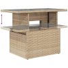 Trädgårdssoffset med dynor 9 delar beige konstrotting akaciaträ vidaXL – miniatyr 11