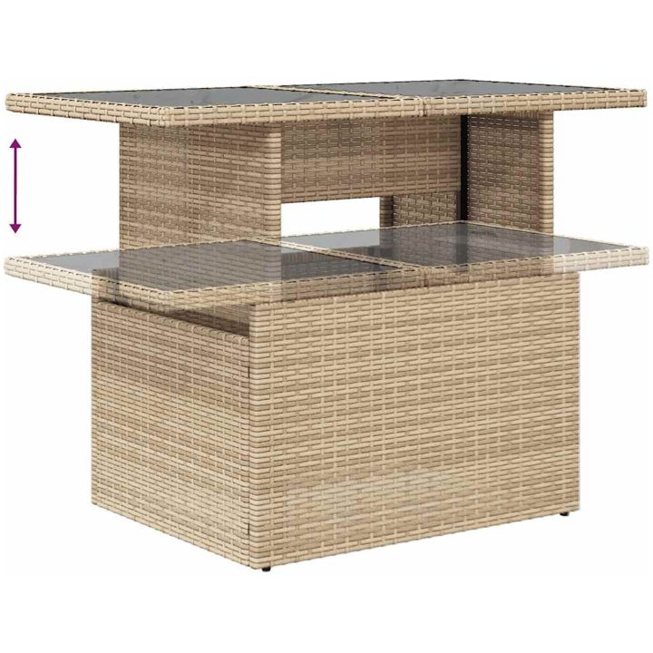 Trädgårdssoffset med dynor 9 delar beige konstrotting akaciaträ vidaXL – bild 11