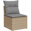 Trädgårdssoffset med dynor 9 delar beige konstrotting akaciaträ vidaXL – miniatyr 3