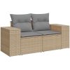 Trädgårdssoffset med dynor 9 delar beige konstrotting akaciaträ vidaXL – miniatyr 5