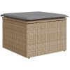 Trädgårdssoffset med dynor 9 delar beige konstrotting akaciaträ vidaXL – miniatyr 7
