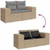 Trädgårdssoffset med dynor 9 delar beige konstrotting akaciaträ vidaXL – miniatyr 10