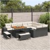 Trädgårdssoffset Set om 5 Svart Rattan Justerbara Fötter vidaXL Stor – miniatyr 3