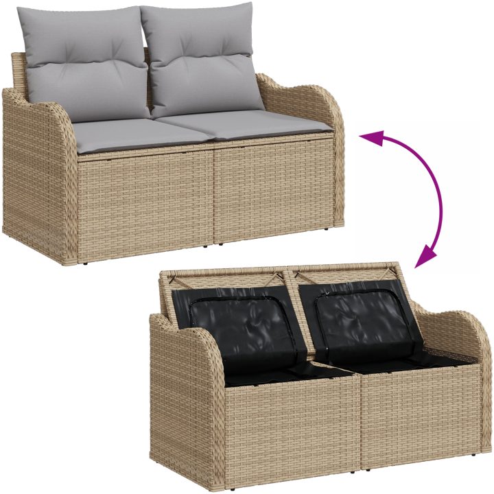 Trädgårdsssofa Set 10 pcs Beige, ljusgrå vidaXL Stor – bild 10