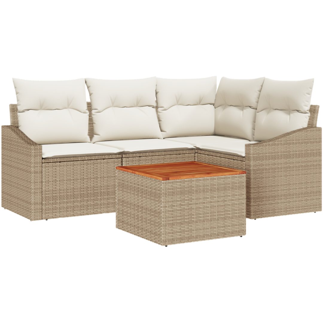 Trädgårdsssoffset 5 pcs Beige, vit vidaXL 55 x 55 x 37 cm – bild 2