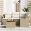 Trädgårdsssoffset 5 pcs Beige, vit vidaXL 55 x 55 x 37 cm – miniatyr 3