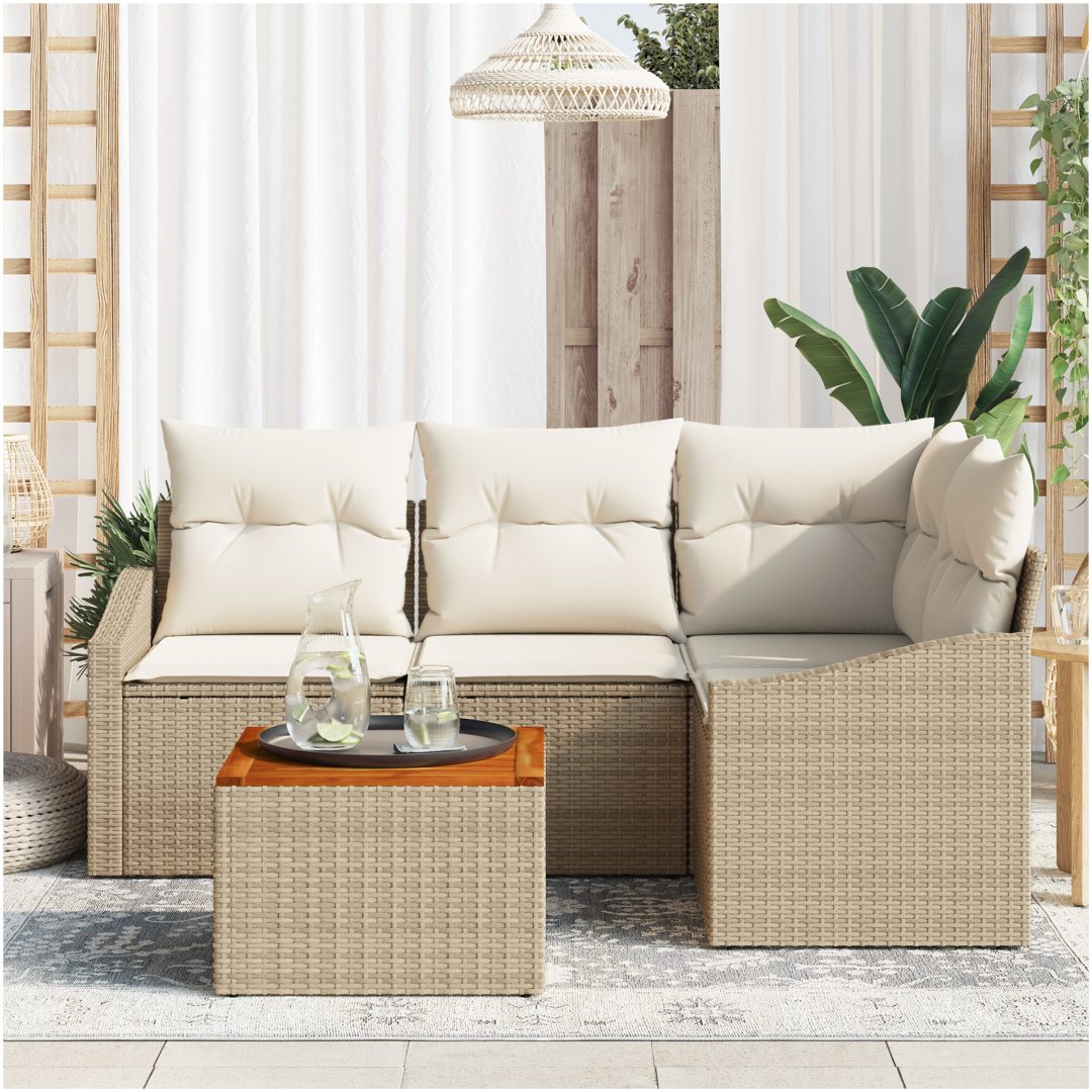 Trädgårdsssoffset 5 pcs Beige, vit vidaXL 55 x 55 x 37 cm – bild 3
